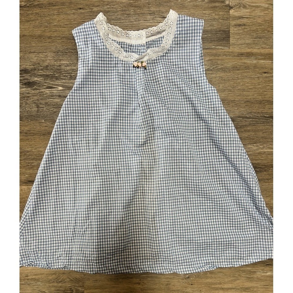 Blue Gingham Prairie Dress Girls 6-8 Dorothy Wizard of Oz Style Costume Pioneer
